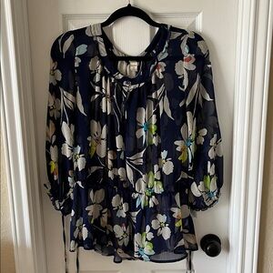 Old Navy Navy Floral Blouse